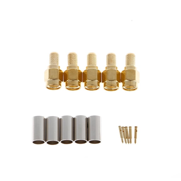 Jesscasday 5 Pcs SMA Male Plug RF Coaxial Connector Crimp For RG58 RG142 RG400 LMR195 RG223