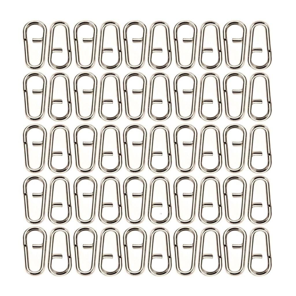Jesscasday 50/100 Pcs Saltwater Fishing Oval Split Rings Swivels Snap ...