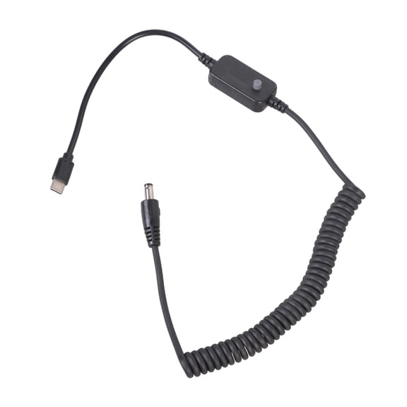 Jesscasday 60-150cm Telescopic USB C to DC5.5x2.1mm Spring Charging Cable Wire 5V 9V 12V 15V 20V Input for Laptops Black