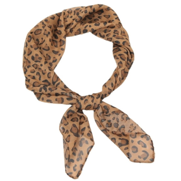 Jesscasday 65cm Leopard Print Silk Scarf for Women Girls Short Necktie Scarf Fashionable Multifunction Accessory for Any Outfit