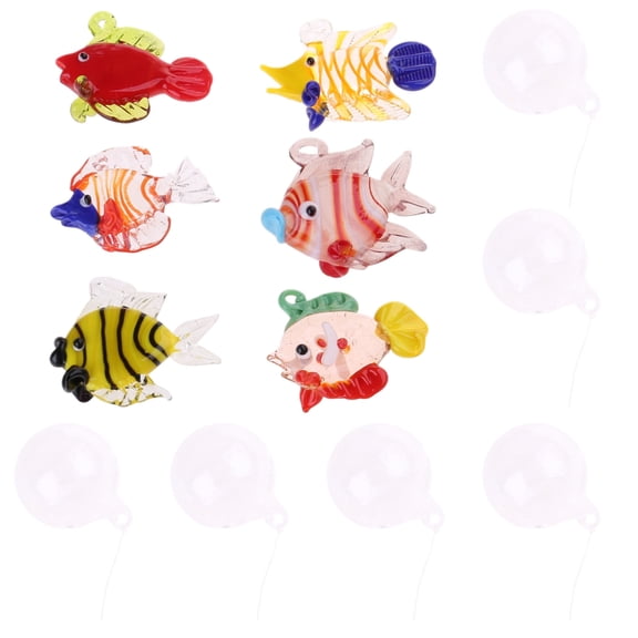 Jesscasday 6Pcs Colorful Glass Floating Decoration Fish Figurines for Home Decors