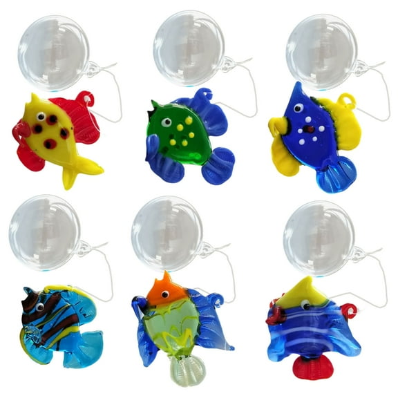 Jesscasday 6Pcs Colorful Glass Floating Decoration Fish Figurines for Home Decors