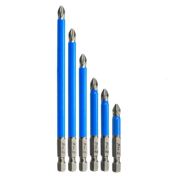 Jesscasday 6pcs Hex Magnetic Anti Slip Impact Screwdriver Bit Set PH2 Hex Shank Bits
