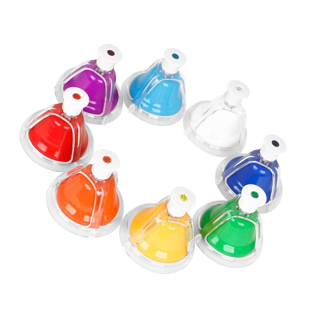 Jesscasday 8 Note Musical Handbells Set Colorful Desk Bells Percussion ...