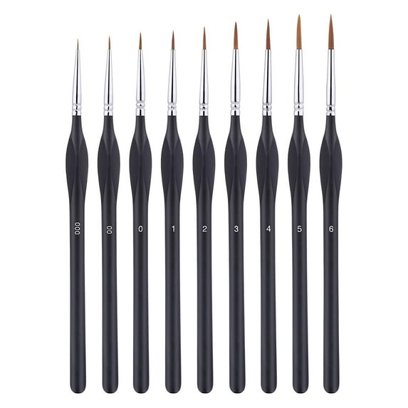 Jesscasday Professional Miniature Fine Detail Brushes for Watercolor Oil Acrylic Craft 9PCS