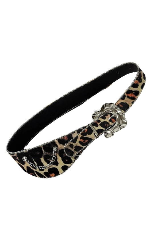 Adjustable Leopard Pattern Waistband Decorative Punk Belt For Men And Women Body Jewelry