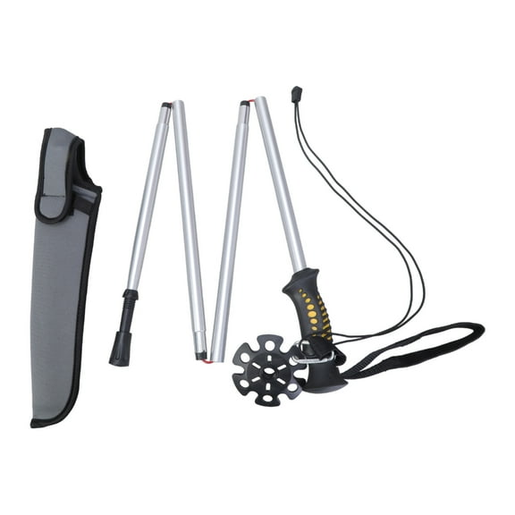 Jesscasday Alumimum Alloy Wading Staff Folding Light Weight Fishing Accessories Outdoor Hiking Fly Fishing Stick Rod with Pouches