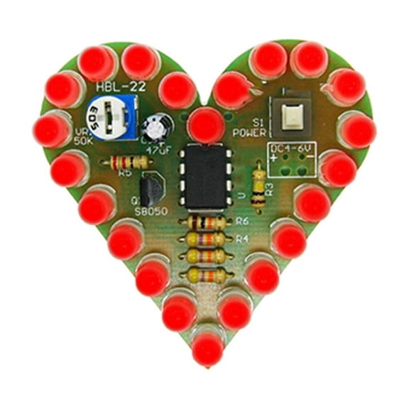 Jesscasday Analog Circuit Kit Heart Shape LED No Programming Required DIY Breathing Light