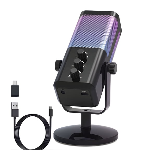 Jesscasday Broadcast Computer Microphone Touch Controls Multicolor LED Noise Reduce