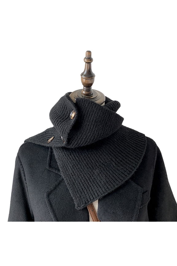 Cable Knit Snoods Scarf Button Knitted Scarf Girls Autumn and Winter Warm Wears Shawl Fashionable Scarf