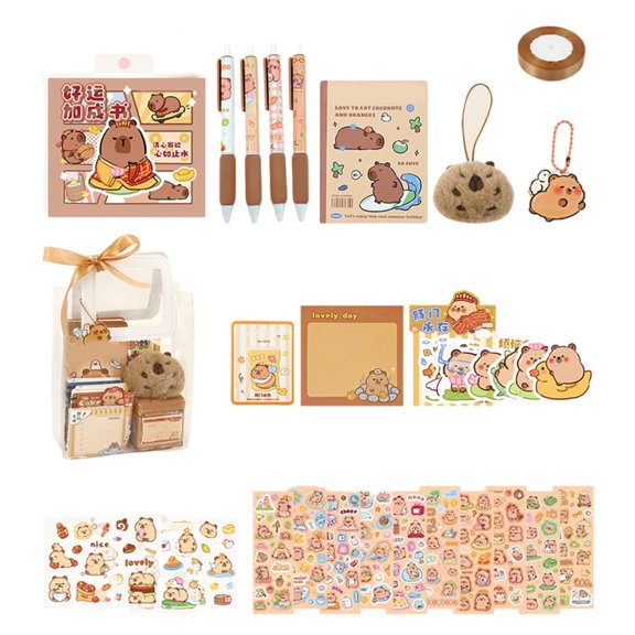 Jesscasday Cartoon Notebook Ballpoint Pen Stickers Note Paper Keychain Bookmarks for Kid