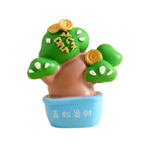 Jesscasday Cartoon Resins Fortune Plant Miniature Figurine Decoration No Maintenance Needs Perfect For Desk Shelf Or Living Room