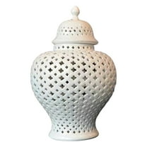 Jesscasday Ceramics Gingers Jar with Lid Decorative Flower Vases Cutout Lattice Crafts for Home or Kitchen Countertops Decoration