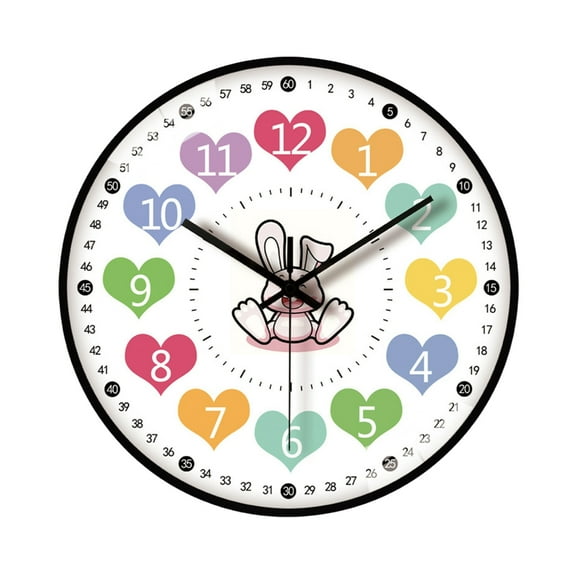 Jesscasday Children 8Inch Cartoon Wall Clock Quiet Movement Telling Time Teaching Clock Easy Time Reading For Early Education