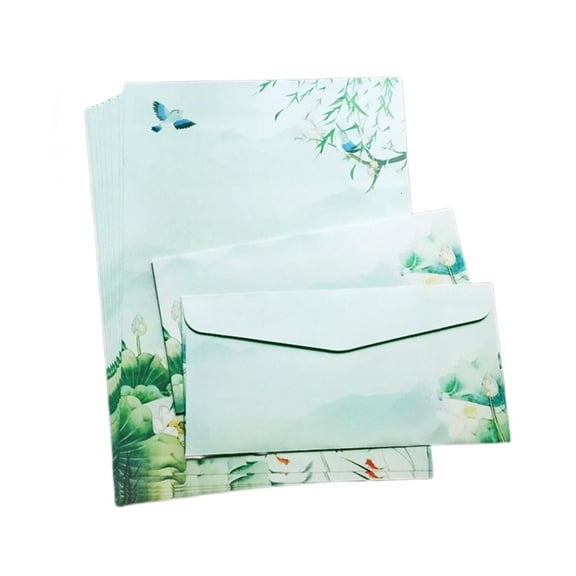 Jesscasday Chinese Style Writing Paper and Envelopes Set Stationery Paper Double Side Colored Letter Paper for Student Girls