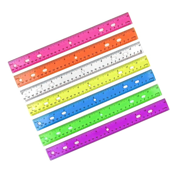 Jesscasday Clear Ruler with Hole 12Inch Straight Ruler Inches and Centimeters Double Scale Ruler Drawing Ruler Math Measuring Tool