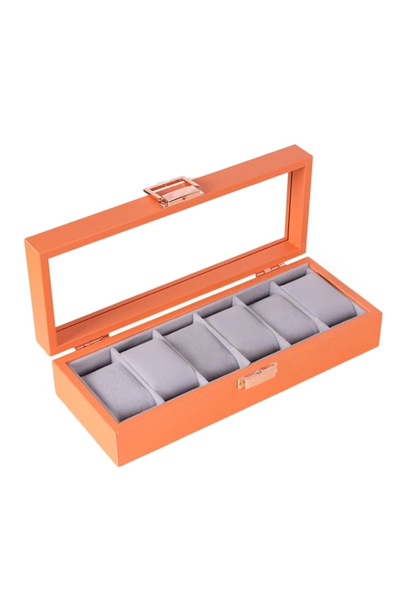 Clear Viewing Glass Top Organizers With Partitioned Smartwatch Storage Sections