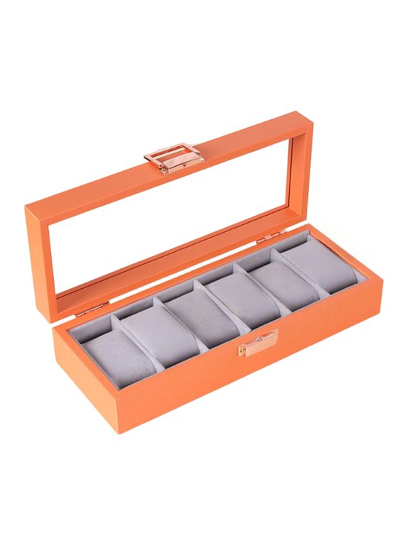 Clear Viewing Glass Top Organizers With Partitioned Smartwatch Storage Sections