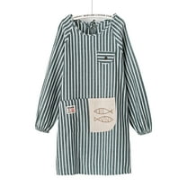 Jesscasday Cotton Linen Cooking Long Sleeve Aprons Women with Pockets Kitchen Cute Waitress Apron 4 Colors Choose for Women Smock