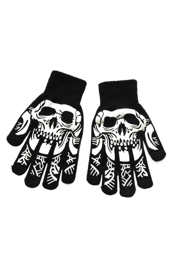 Creative Luminous Gloves Knitted Skull Gloves Hand Warmer Bone Glitter Glove