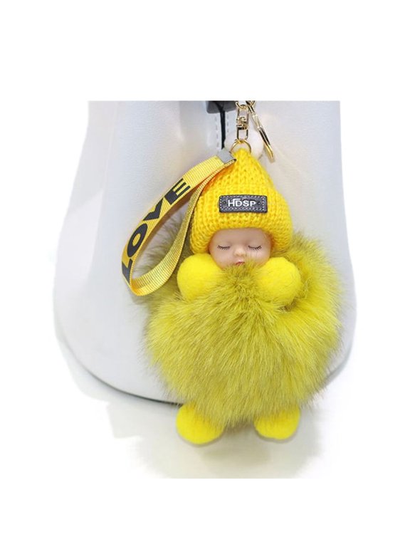 Sleeping Baby Keychain Soft Fur Small Cute Decorations Charm Accessories Keyring Decorative Toy for Backpack Purse