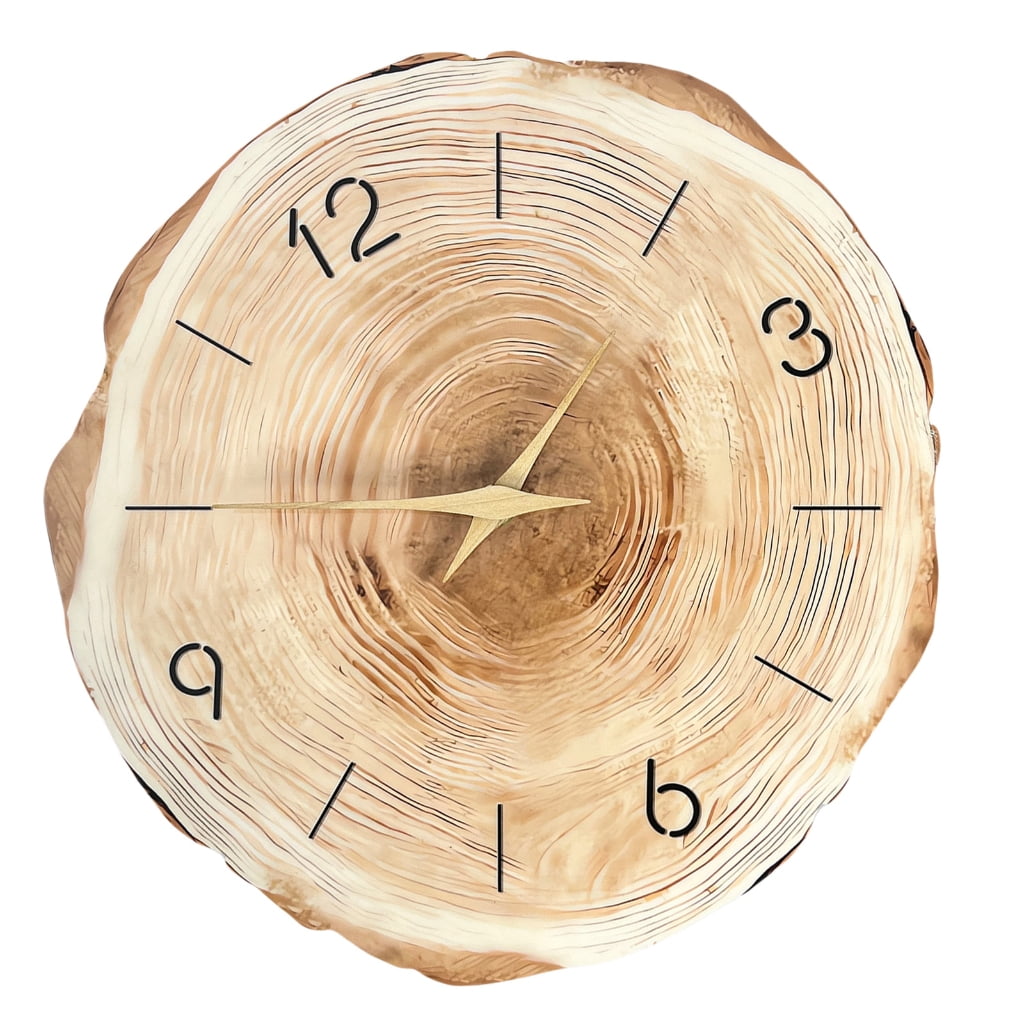 Jesscasday Decorative Wood Grains Wall Clock with Tree Stump Print for ...