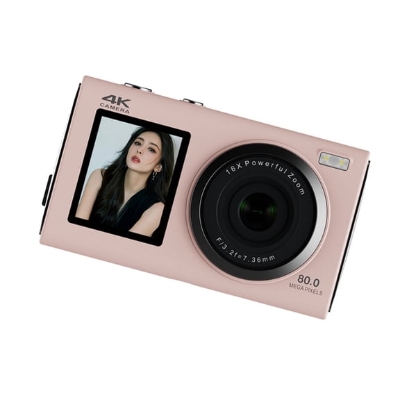 Jesscasday Double Screen 4K 80MP Digital Camera Auto Focuses System 30% Extended Battery Lifes for Travel School Activity
