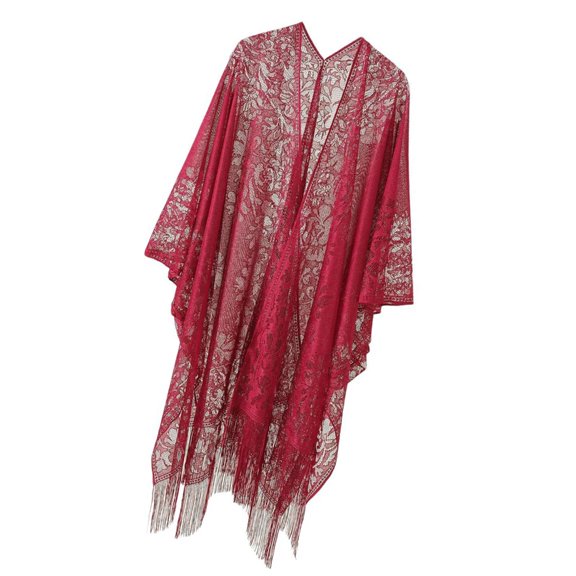 Jesscasday Elegant Lace Swimsuit Cardigans Coverup for Women See Through Bathing Suit Coverup Kimono Lace Beach Coverup Cardigans