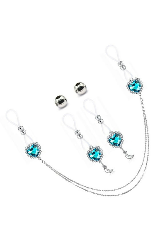 Elegant Rhinestones Pendant Nipple Jewelry Set NonPiercing Nipple Rings Breasts Dangles for Women Comfortable Wear