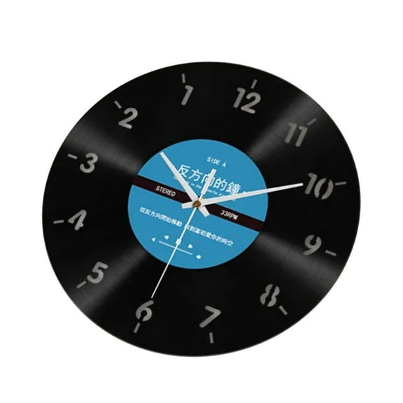 Jesscasday Elegant Vinyls Record Counterclockwise Reverse Wall Clock 12Inch for Home Decors
