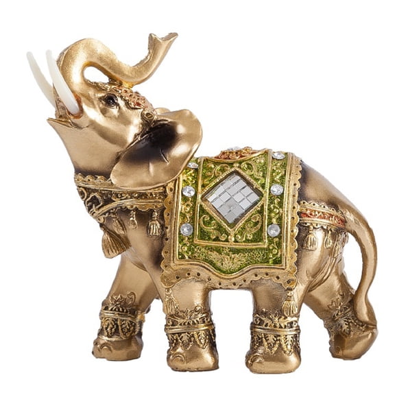 Jesscasday Elephant Sculpture Golden Elegant Figurine In 3 Size Feng Shui Home Office Decoration Resin Statue Gift Item