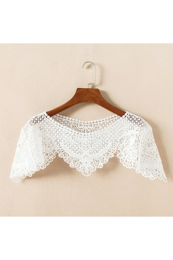 Embroidery Floral Lace Shawl Wrap Shrug Mesh Tassel Wedding Capelet Cover Up