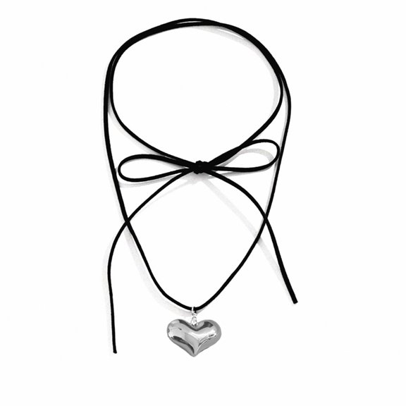 Jesscasday European and American Novel Simple Love Pendant All-matched Clavicle Chain Adjustable Black Rope Cold Wind Necklace