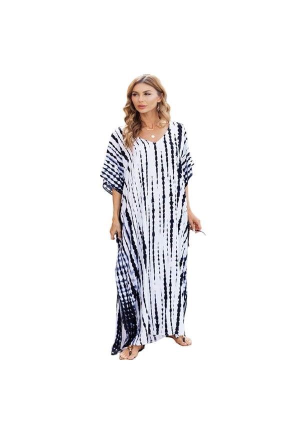 Fashion Print Beach Cover Up Long Robe Bikinis Cover Ups Swimwear Cover Up Loose Plus Size Beach Dress for Women Girls