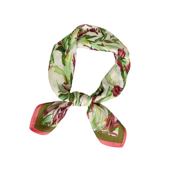 Jesscasday Fashionable Floral Pattern Neckerchief Small Neck Scarf for Trendy Women Lady