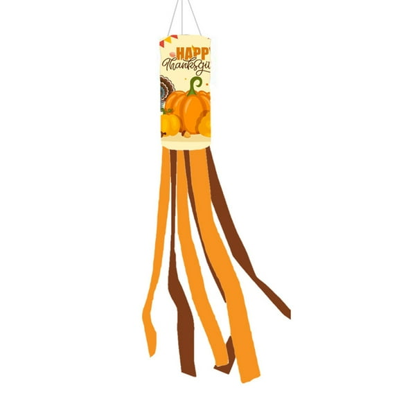 Jesscasday Festive Fall Windsock 28inch with Streamers for Outdoor Garden Decoration