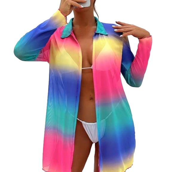 Jesscasday Floral Printed Bikinis Cover Up for Women Swimsuit Cover Up Shirts Casual Beach Cover Up Bathing Suit Cover Up