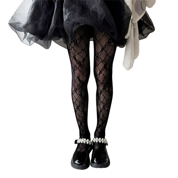 Jesscasday Girls Lace Leggings with Delicate Pattern Decor, Solid Lovely Lace Pantyhose