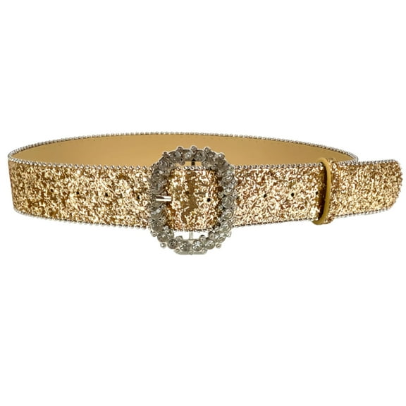 Jesscasday Glittering Sequins Belt for Dresses Crystal Pin Buckle Belt for Various Outfit