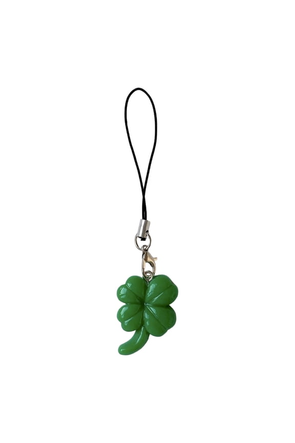 Green Four Leaf Grass Pendant Hangings Rope Phone Chain Strap Keychain Accessory