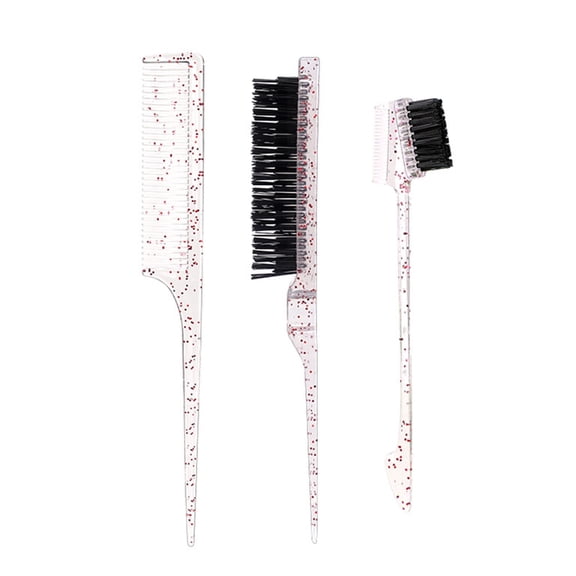 Jesscasday Hair Control Edge Brush Hairdressing Sectioning Highlighting Grooming Comb Set Hairlines Eyebrow Brush for Women Kids 3x