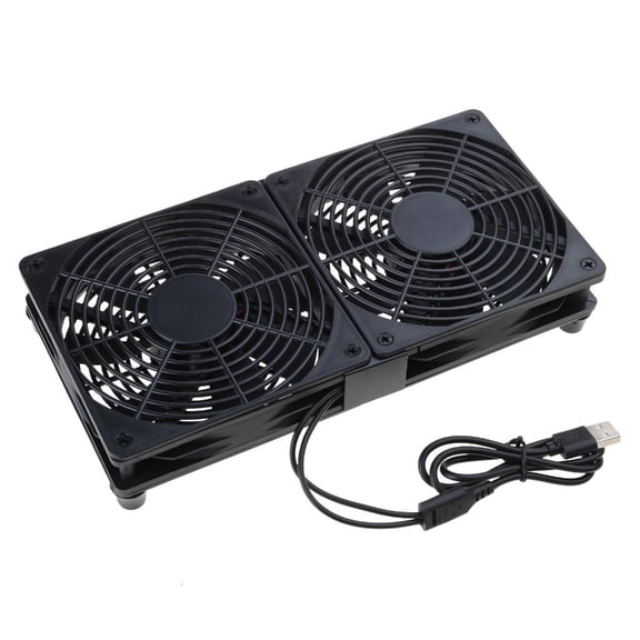 Jesscasday High Airflow 120mm USB Cooling Fan with Rubber Feet for Routers, Modems, DVRs, TV Boxes, and PC Laptop Stands