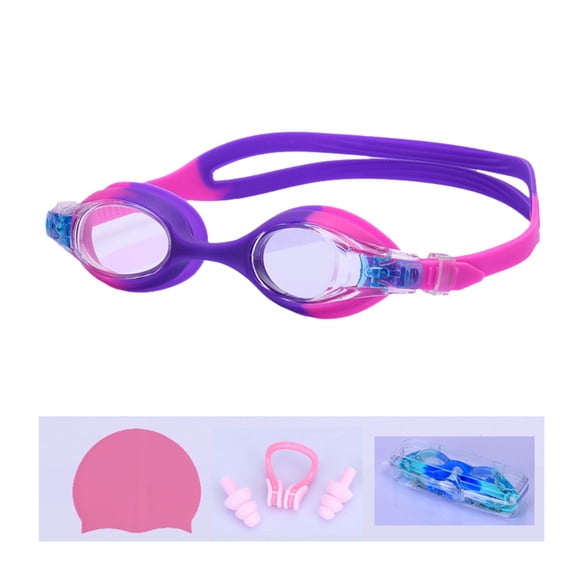 Jesscasday Kid Swim Goggles Set Swimming Goggles Leak Proof Swimming Glasses with Nose Clip Swimming Hat for Boy Girl