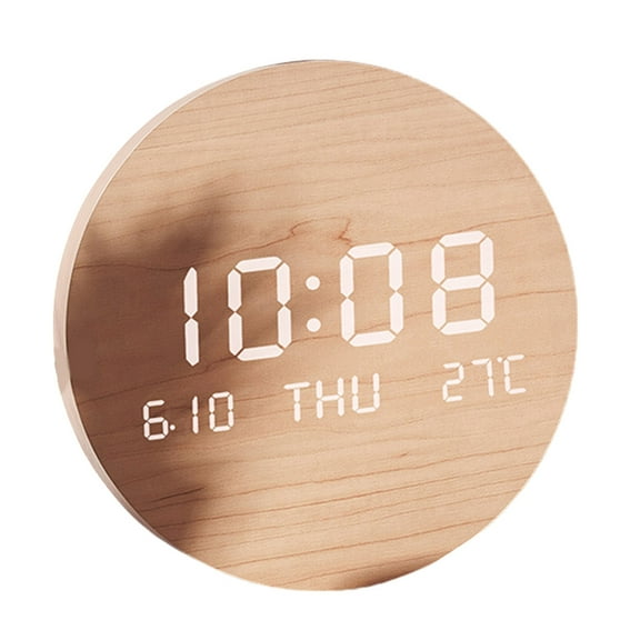 Jesscasday LED Wall Clock with Temperature Date Display Quiet Operate for Bedroom Office