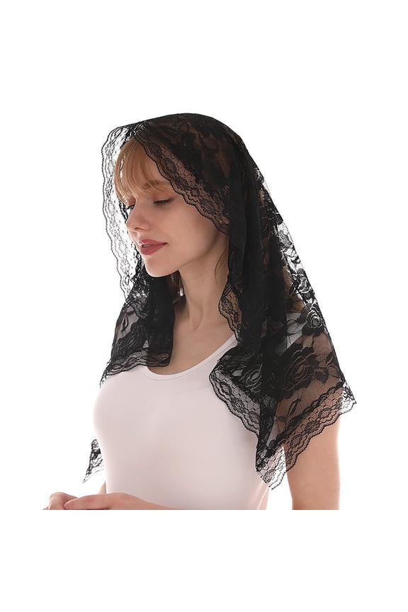 Lace Shawl Mantilla Veil Lightweight Scarf Fashion Floral Shawls and Wraps for Women Latin Mass Veil for Bride