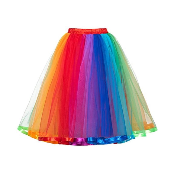Jesscasday Layered Tulle Tutus Skirt Colorful Tutus Skirt Princesses Skirt Pleated Midi Skirt
