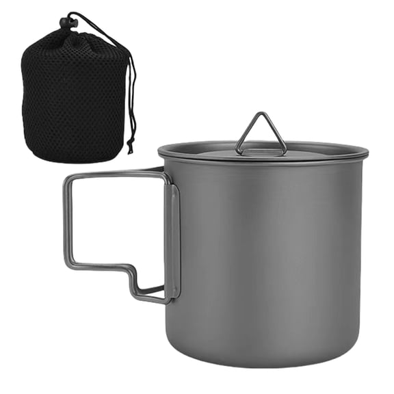 Jesscasday Light Weight Metal Cup Camping Picnics Water Mug Tableware with Folding Handle