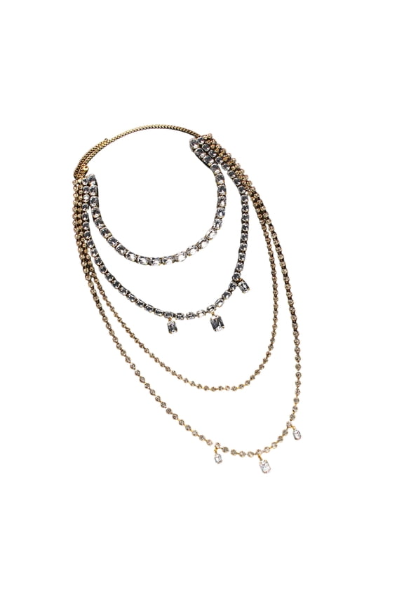 Long Tassels Back Body Chain Rhinestoned Shoulder Chain Stackable Necklace for Party Clothes and Special Occasion