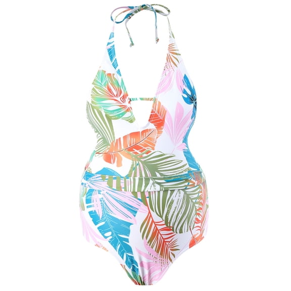 Jesscasday Maternity Pieced Swimsuit High Cut Monokini Swimwear Padded Push Up Bathing Suits Swimsuits