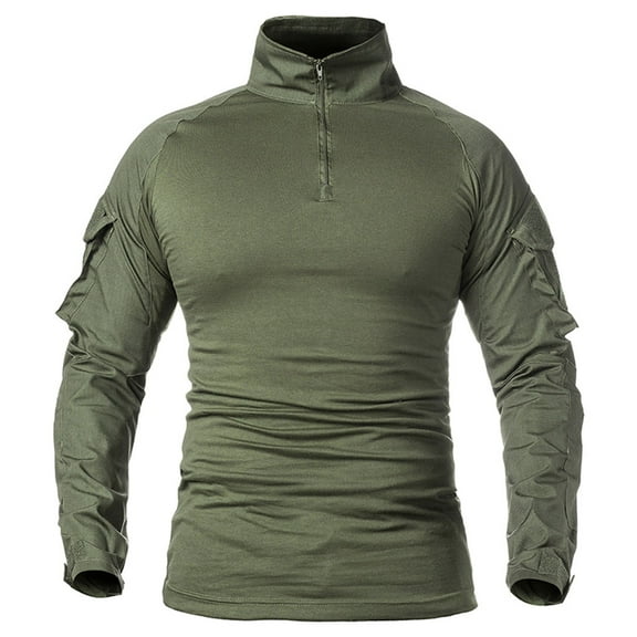 Jesscasday Mens Combat Long Sleeve for T Shirt Camo Slim 1/4 Zipper Hiking Sports Pullover